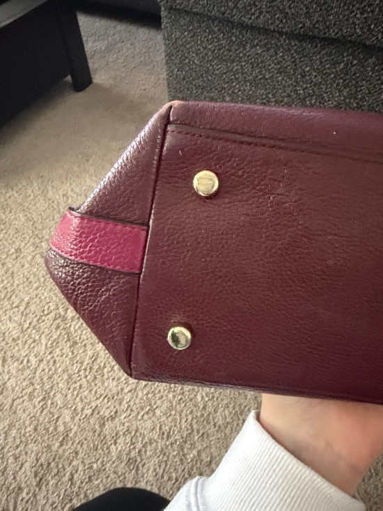 Coach Tyler Colorblock Pebbled Leather Tote in burgundy and purple - Picture 6 of 14